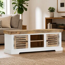 TV Cabinet 110x30x40 cm Solid Wood Mango Living Room Storage Sideboard