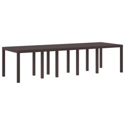 Garden Dining Table Rectangular Outdoor Poly Rattan Brown 300x100x73cm Steel