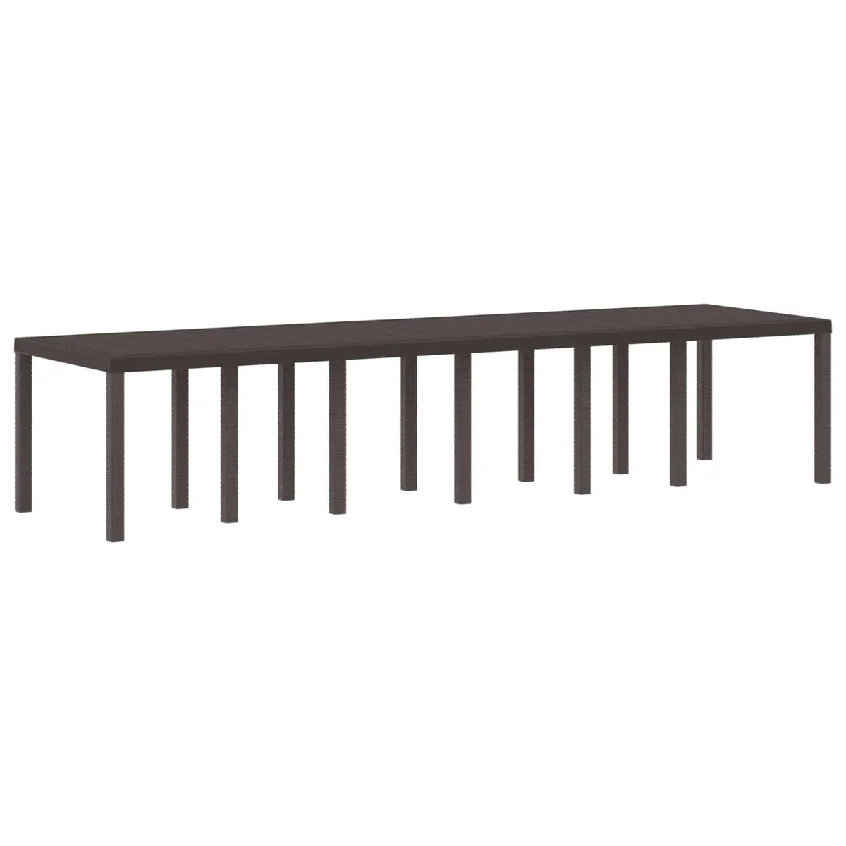 Outdoor Garden Dining Table Rectangle Brown Poly Rattan Steel Frame 350x100x74cm
