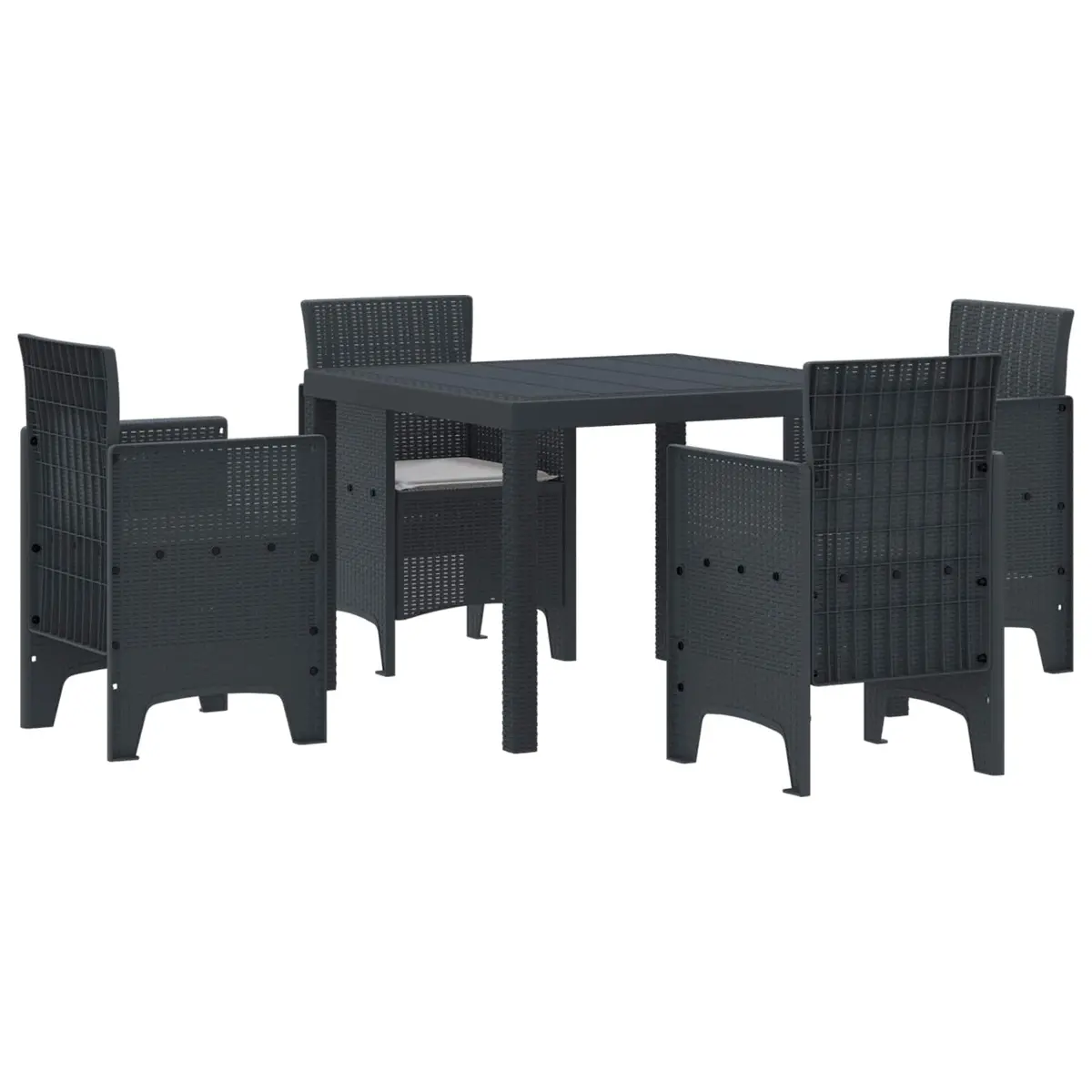 Garden Dining Set Anthracite 5 Piece Outdoor Patio Table Chairs
