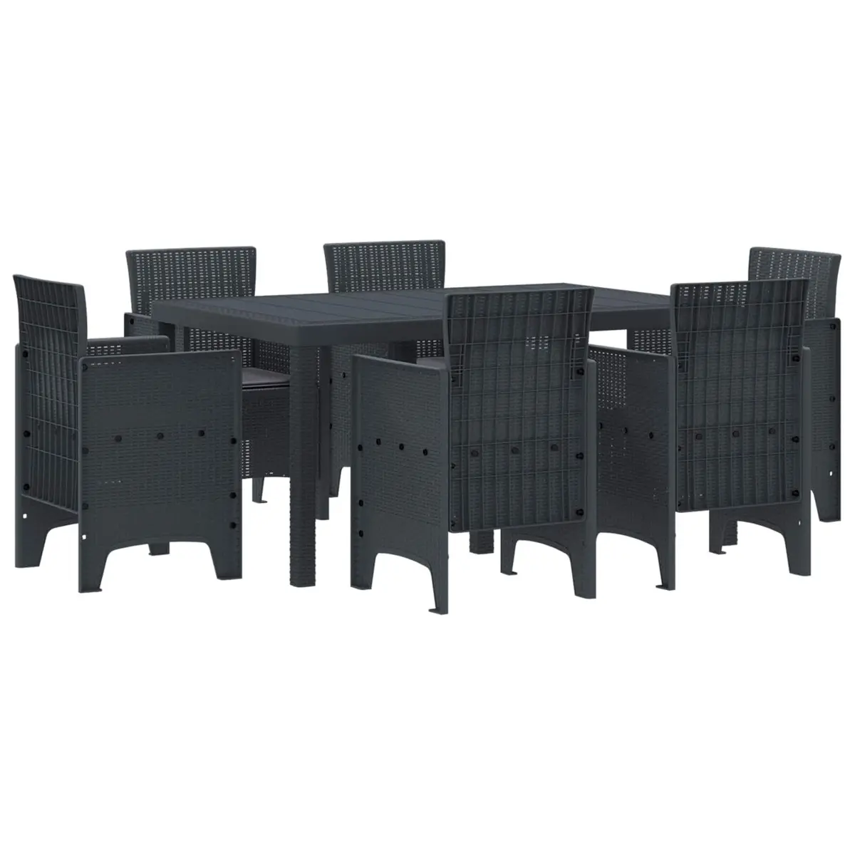 Garden Dining Set Anthracite 7 Pieces Outdoor Furniture Patio Table Chairs