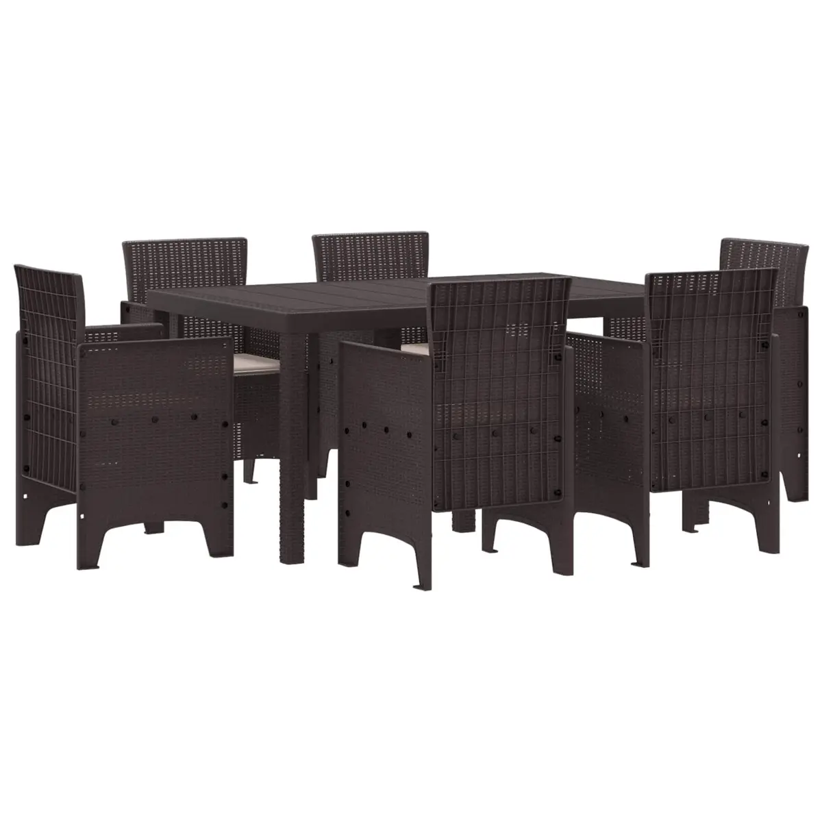 Garden Dining Set 7 Pieces Brown Outdoor Furniture Table Chairs Patio Rattan