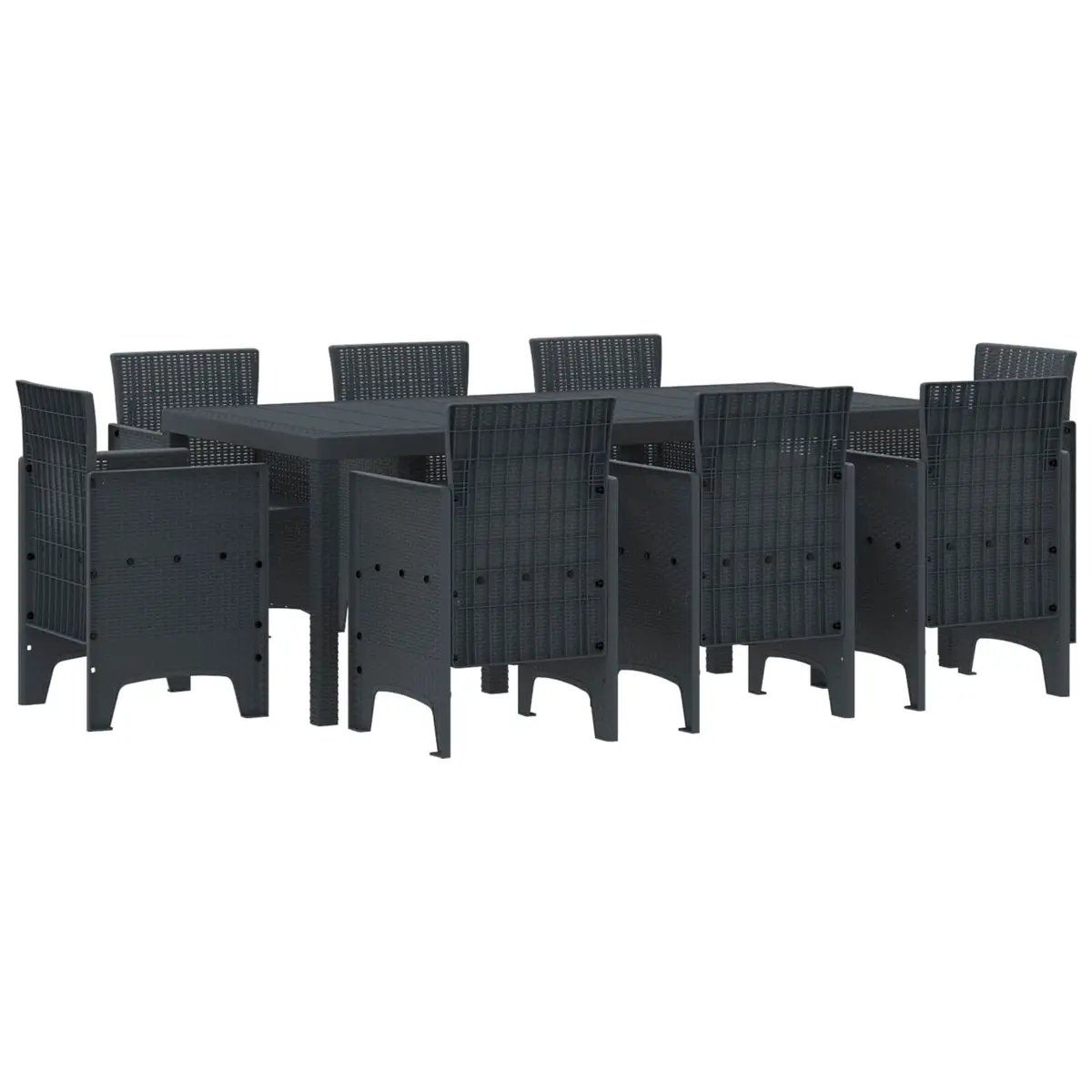 Garden Dining Set Modern Anthracite 9 Piece Outdoor Table Chairs Patio Furniture