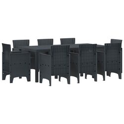 Garden Dining Set 9 Pieces Anthracite Outdoor Table Chairs Patio Furniture