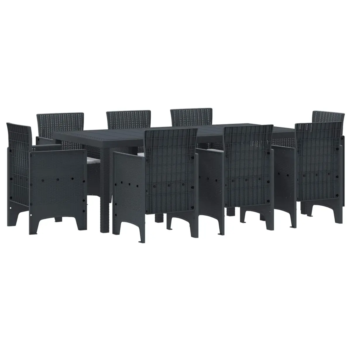 Garden Dining Set 9 Piece Modern Outdoor Furniture Rectangular Table Anthracite Polypropylene