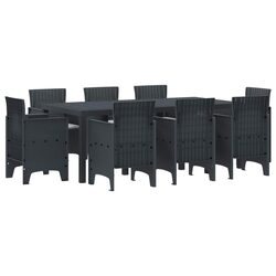 Garden Dining Set 9 Piece Outdoor Furniture Anthracite Polypropylene Table
