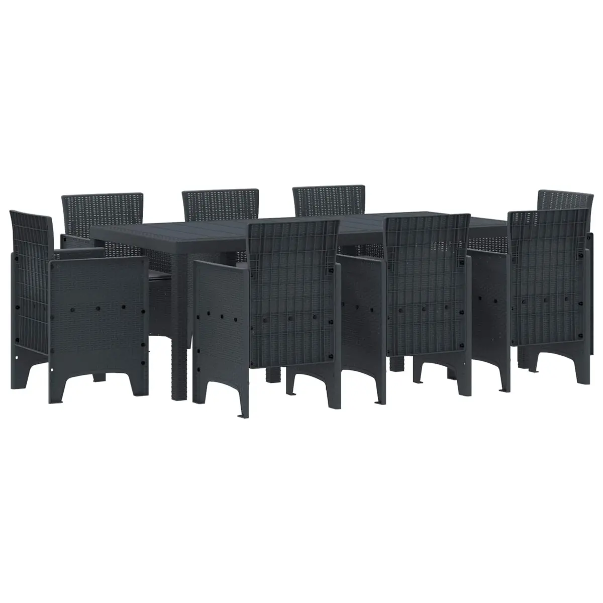 Garden Dining Set Rattan Style 9 Piece Anthracite Outdoor Table Chairs
