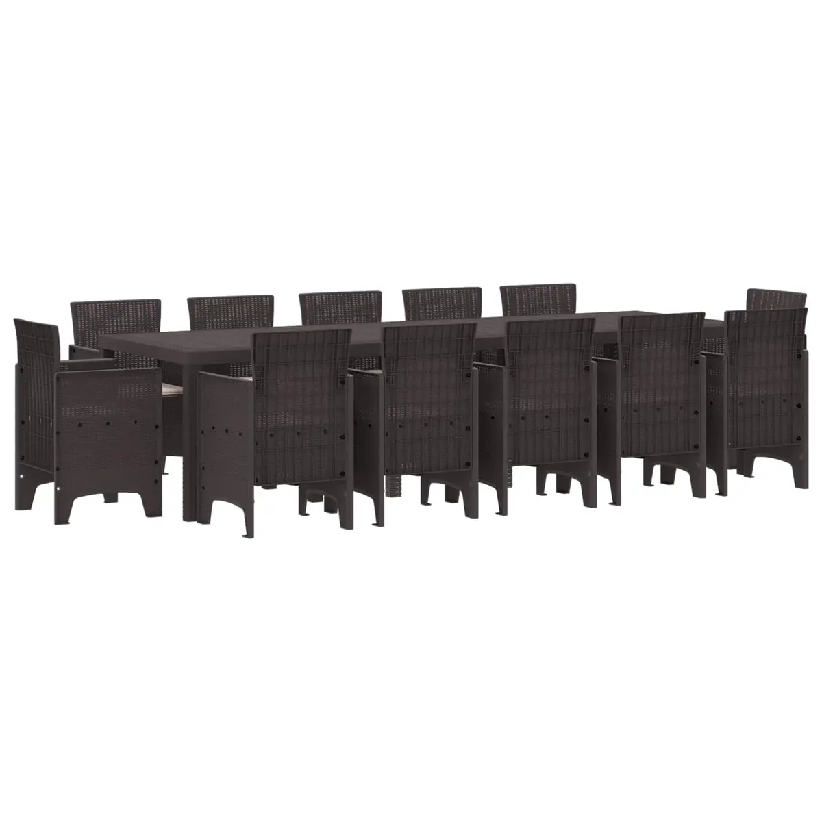 Outdoor Dining Set 13 Pieces Brown Poly Rattan Garden Furniture Patio Table