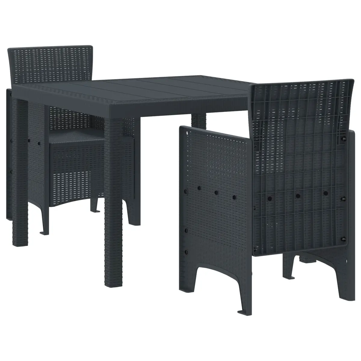 Garden Dining Set Modern Anthracite Square Table with Four Chairs and Cushions