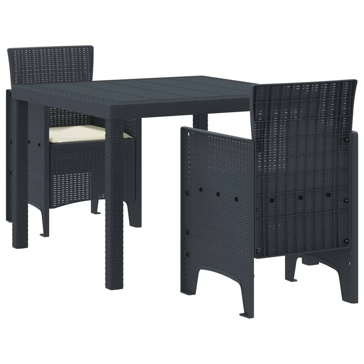 Outdoor Dining Set Poly Rattan Table & 4 Chairs with Cushions Garden Patio Set