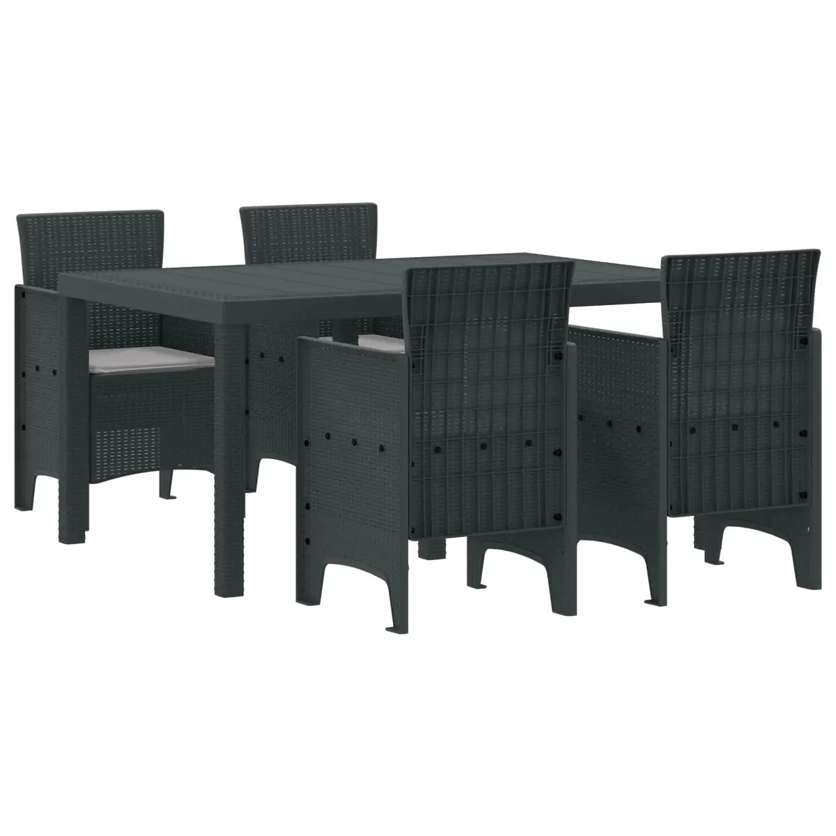 Garden Dining Set Rectangular Anthracite Poly Rattan 5 Pieces