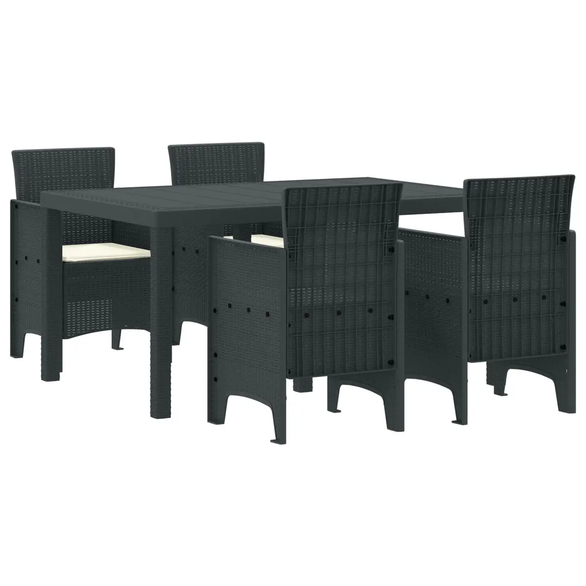 Garden Dining Set Anthracite 5 Pieces Outdoor Patio Furniture Rattan Table