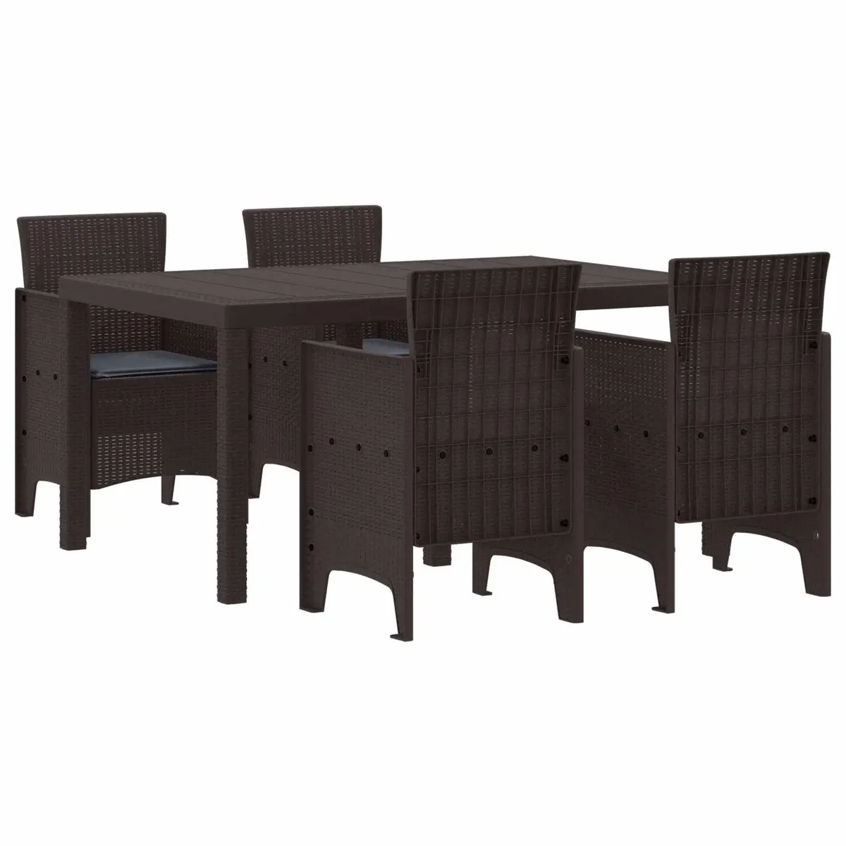 Garden Dining Set Modern Brown Outdoor Furniture 5 Piece Rectangular Table Chairs