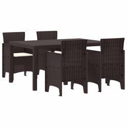 Garden Dining Set 5 Piece Outdoor Furniture Table Chairs Brown Poly Rattan