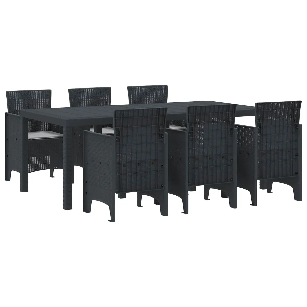 Outdoor Garden Dining Set 7 Piece Anthracite Modern Furniture Patio Table Chairs
