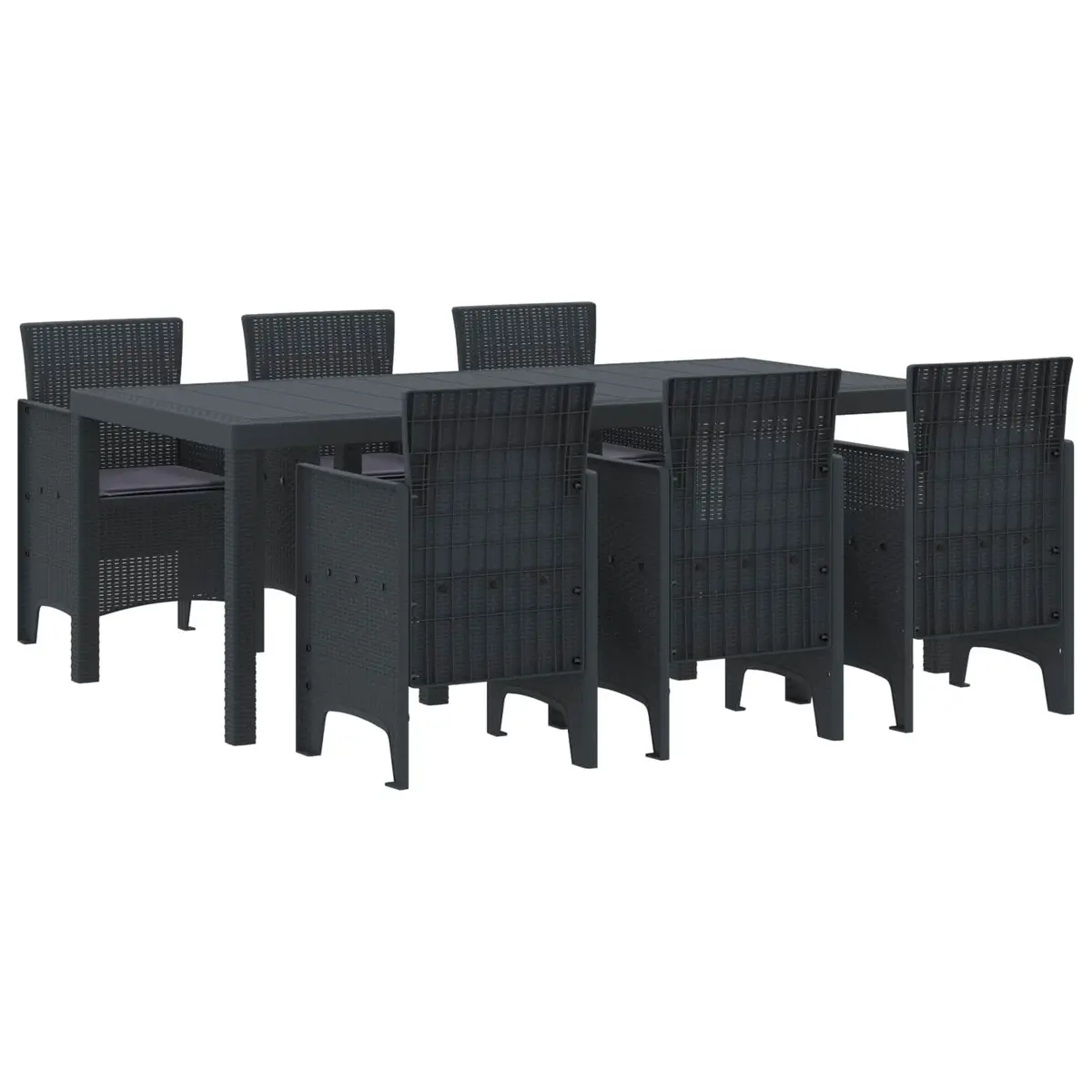 Outdoor Dining Set Modern Rattan Style 7 Piece Anthracite Polypropylene Table Chairs