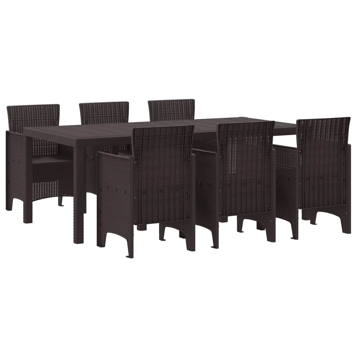 Garden Dining Set Rattan Style 7 Piece Brown Outdoor Furniture