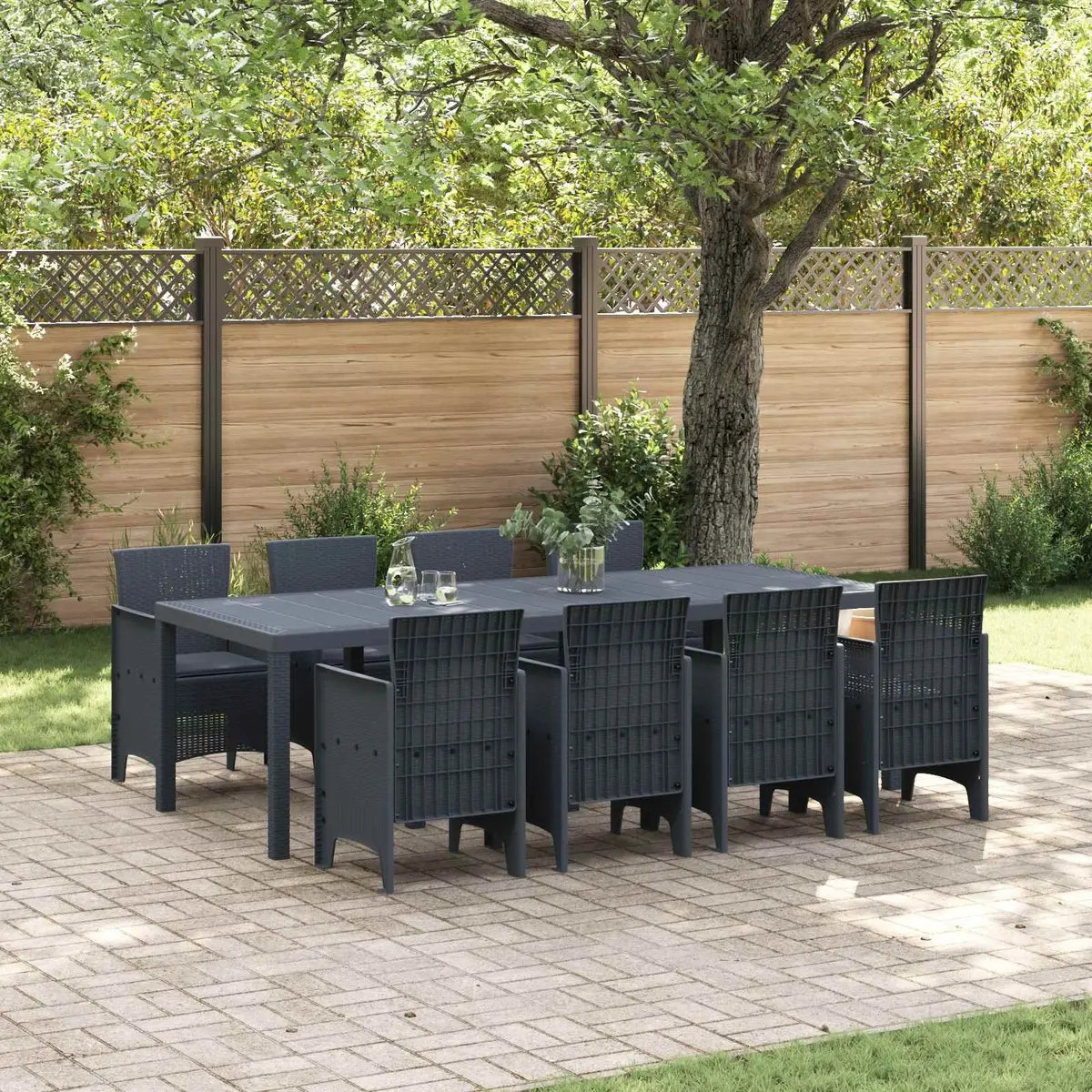 9-Piece Anthracite Outdoor Dining Set