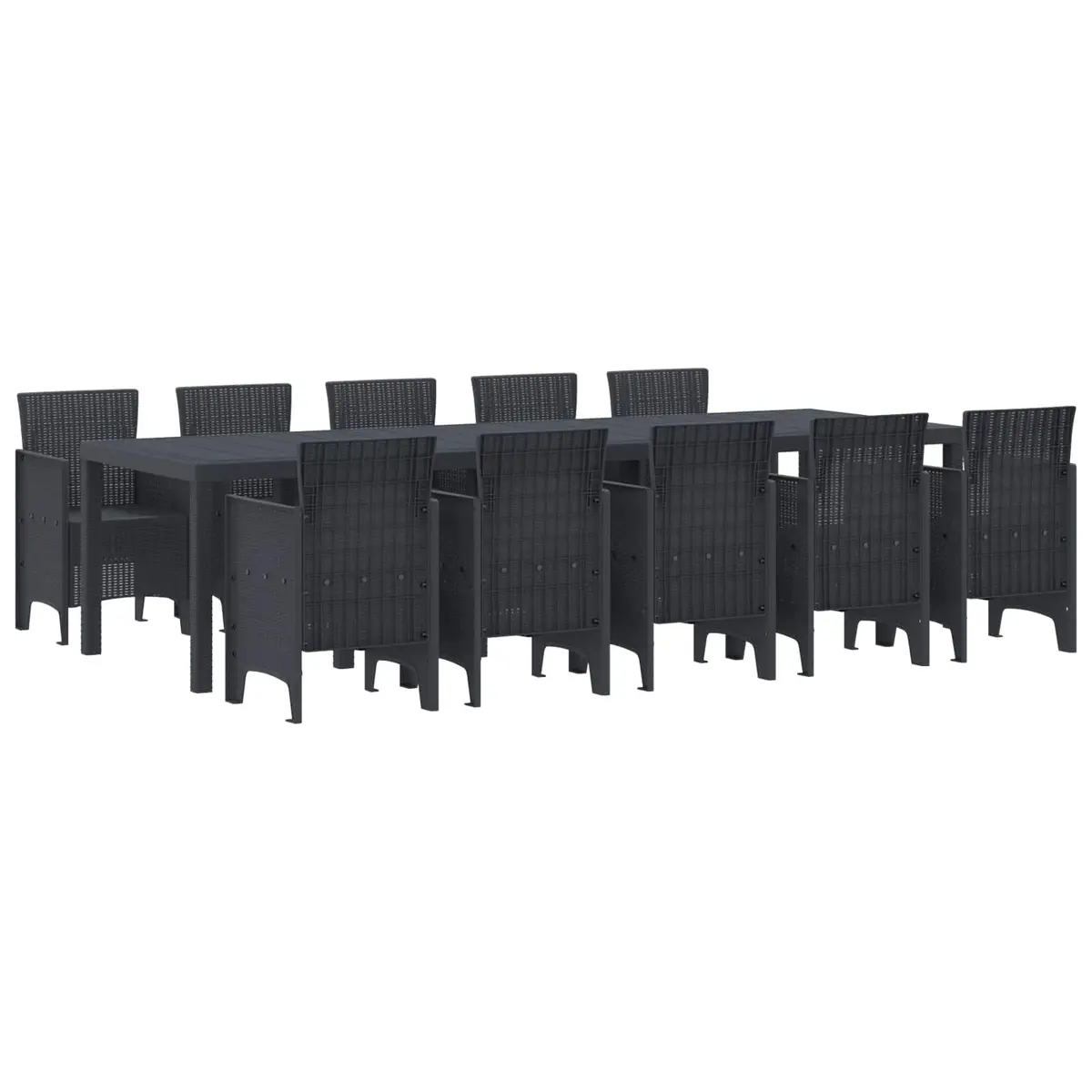 Outdoor Dining Set 11 Pieces Anthracite Poly Rattan Garden Furniture Patio