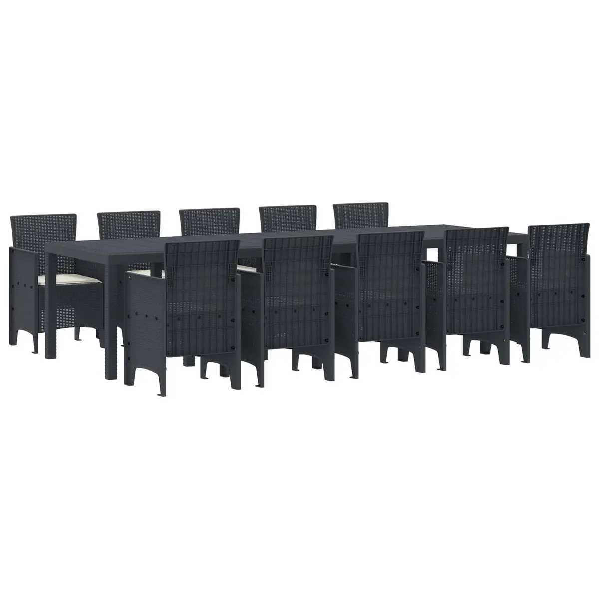 Outdoor Dining Set 11 Piece Poly Rattan Garden Furniture Anthracite