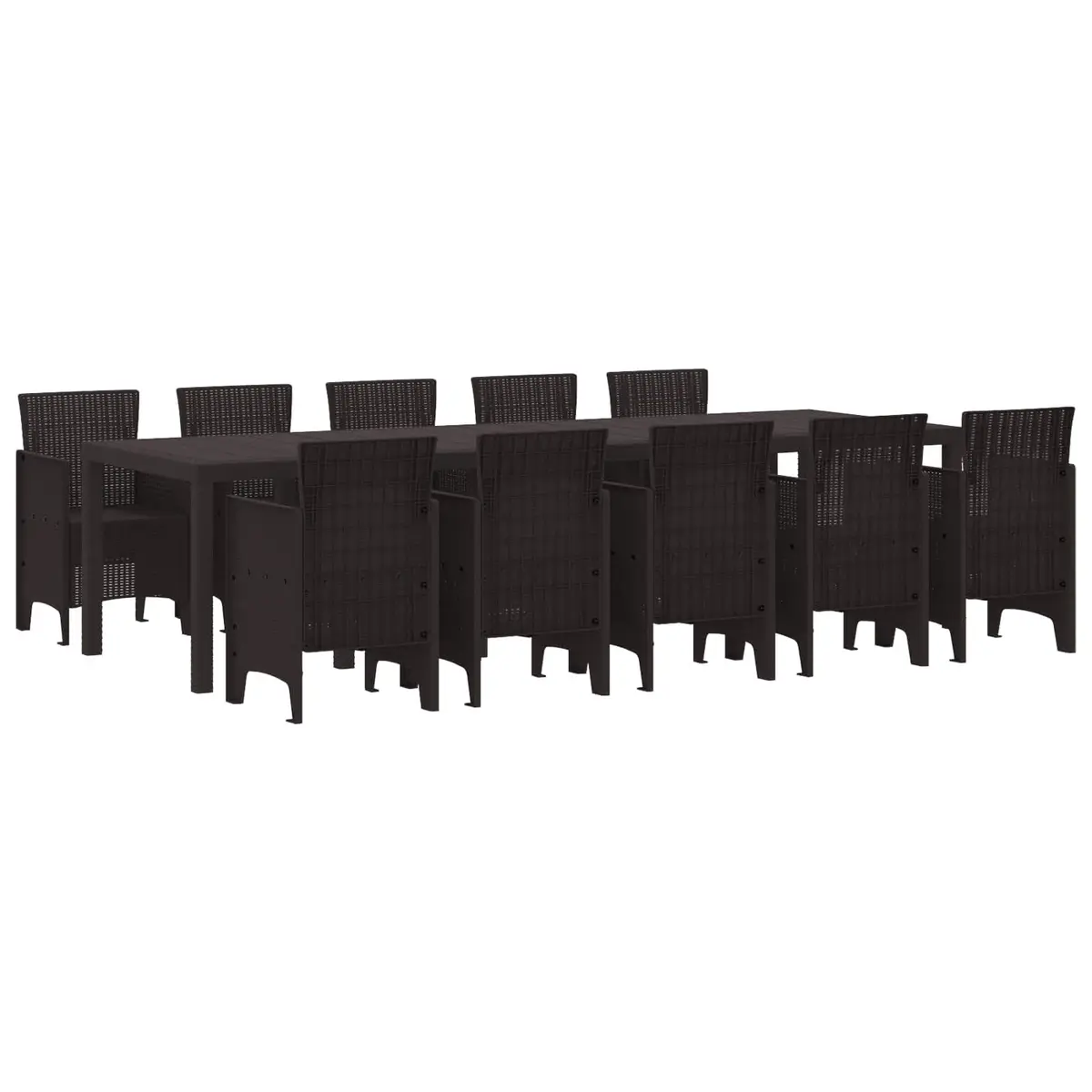Outdoor Dining Set Brown Rattan 11 Piece Garden Furniture with Cushions
