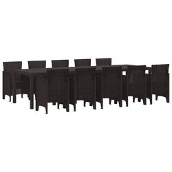 Outdoor Dining Set 11 Piece Brown Rattan Garden Furniture with Cushions