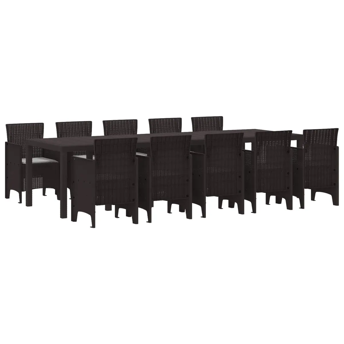 Outdoor Dining Set 11 Piece Poly Rattan Garden Furniture Brown Patio Table