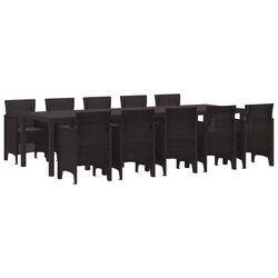 Outdoor Dining Set 11 Pieces Brown Rattan Garden Furniture Patio Table Chairs