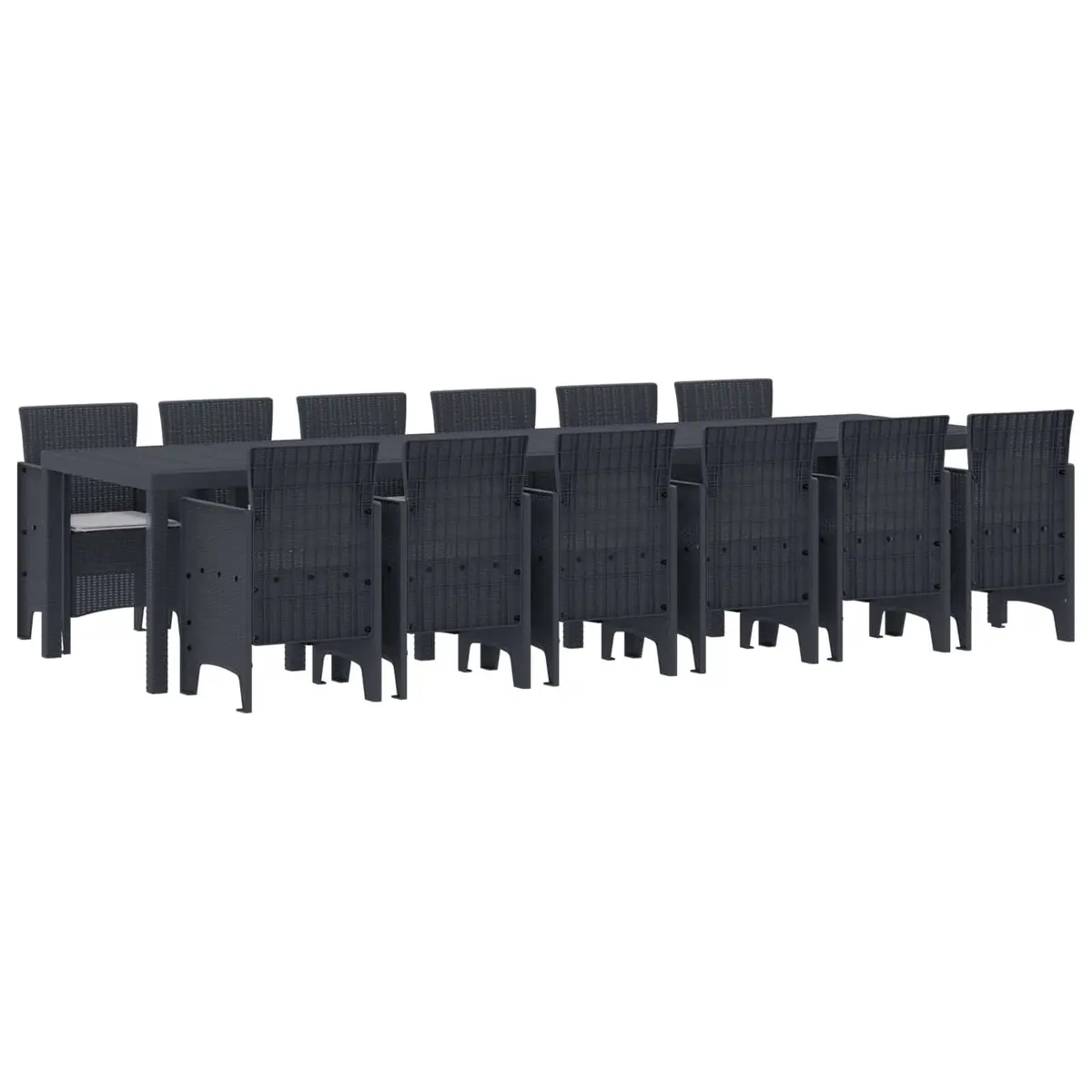 Garden Dining Set Minimalist 13 Piece Outdoor Furniture Anthracite Poly Rattan Patio Table