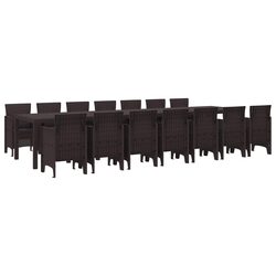 Garden Dining Set 15 Pieces Outdoor Furniture Brown Poly Rattan with Cushions