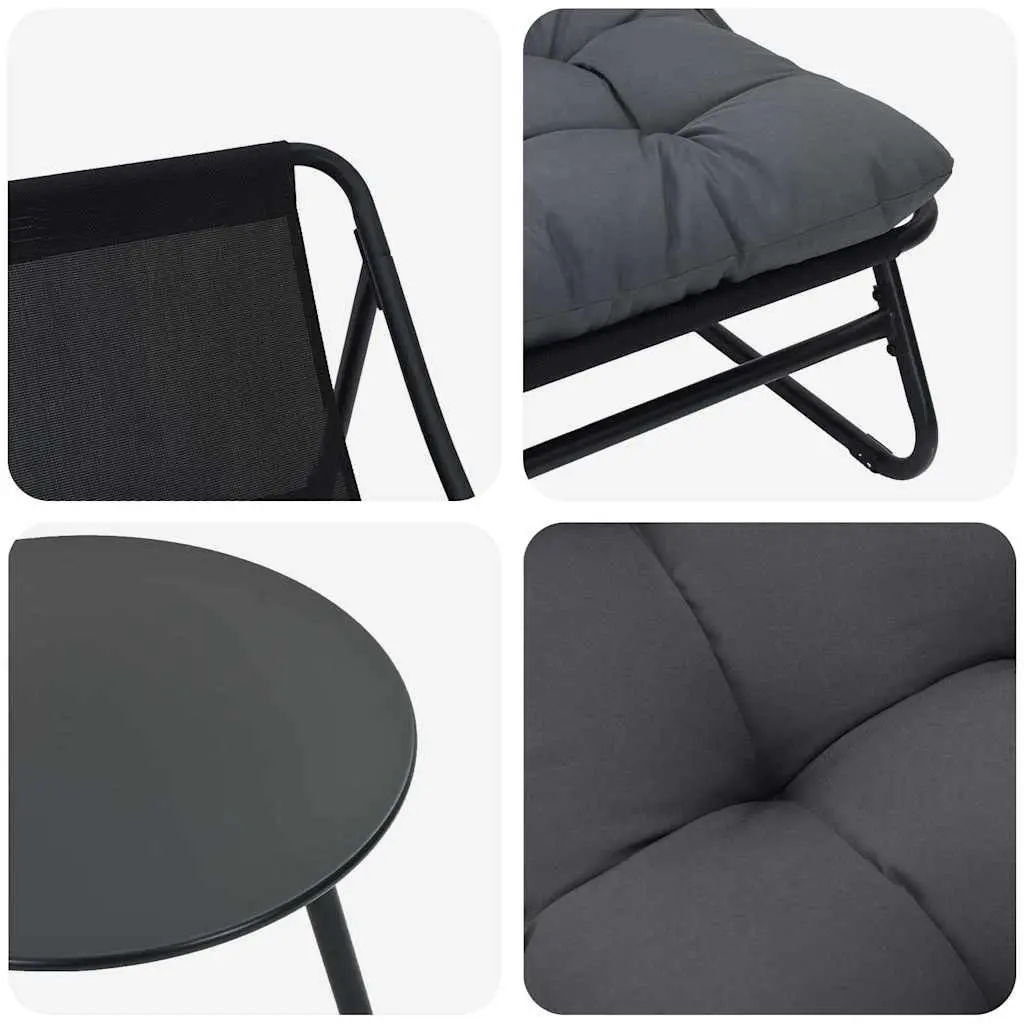 Garden Dining Set Contemporary Black Steel 5 Pieces Outdoor Furniture