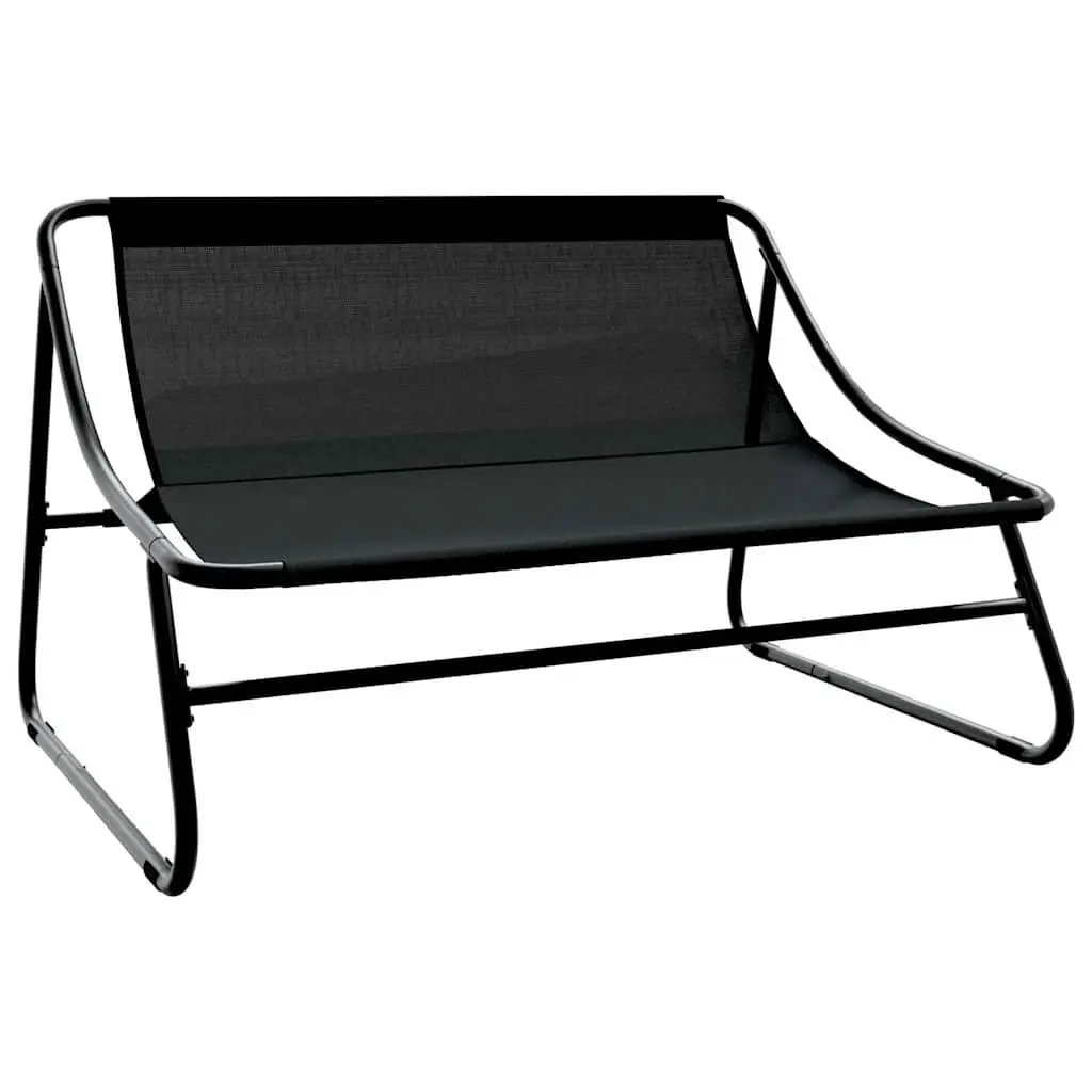 Garden Dining Set Contemporary Black Steel 5 Pieces Outdoor Furniture