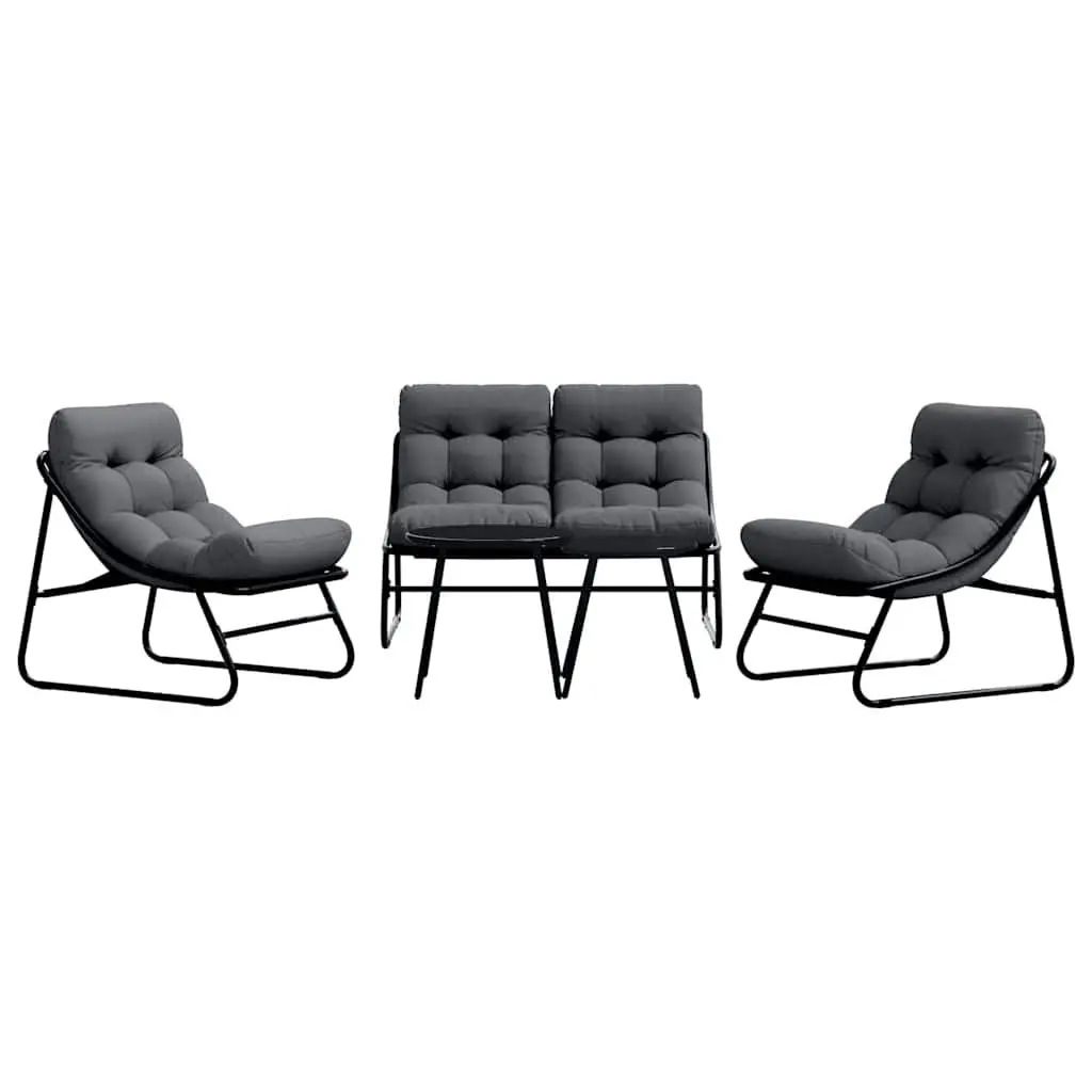 Garden Dining Set Contemporary Black Steel 5 Pieces Outdoor Furniture