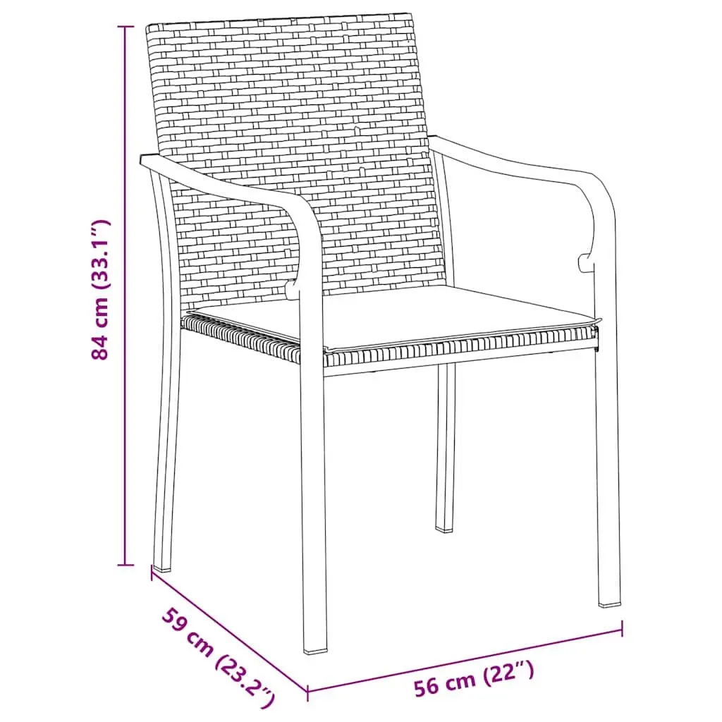 Garden Dining Set 3 Piece Outdoor Patio Furniture Brown PE Rattan Steel Frame