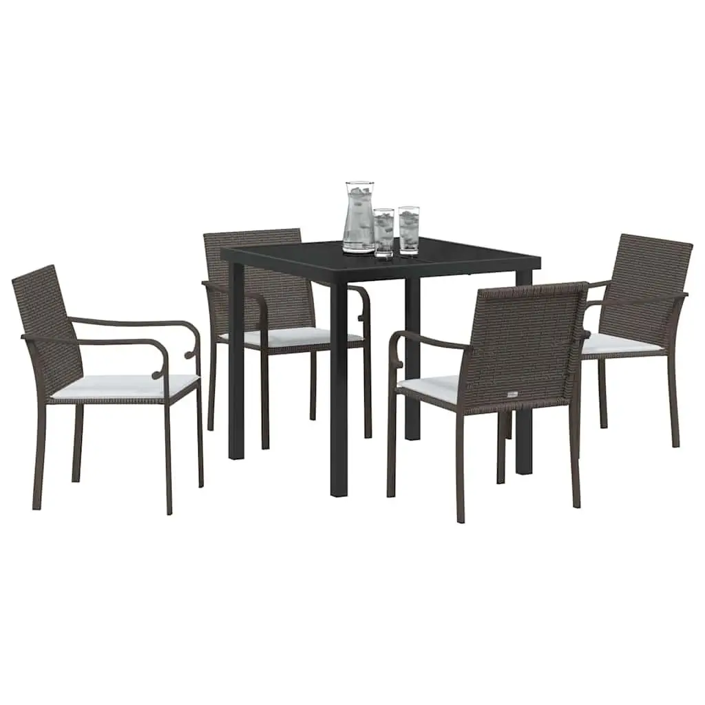 Garden Dining Set 5 Pieces Outdoor Furniture Patio Table Chairs Brown