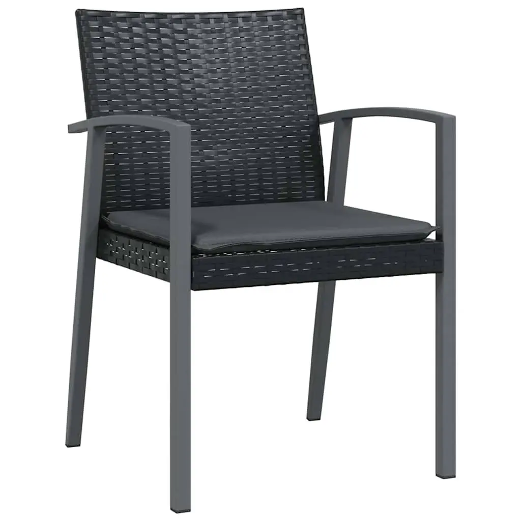Garden Dining Set 3 Pieces Outdoor Furniture Black PE Rattan Steel Frame
