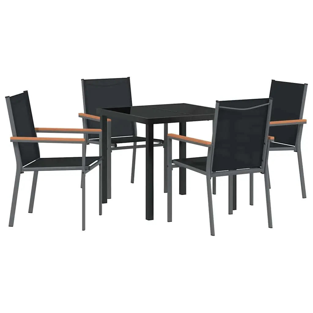 Garden Dining Set Outdoor Furniture 5 Pieces Table Chairs Steel Frame Textilene