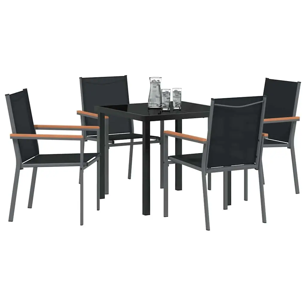 Garden Dining Set Outdoor Furniture 5 Pieces Table Chairs Steel Frame Textilene