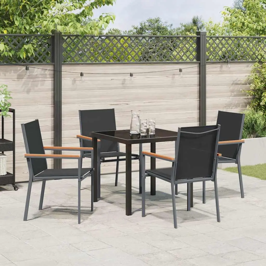 Garden Dining Set Outdoor Furniture 5 Pieces Table Chairs Steel Frame Textilene