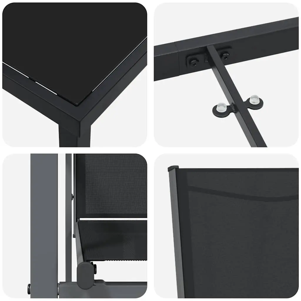 Outdoor Dining Set 5 Piece Black Steel Frame Textilene