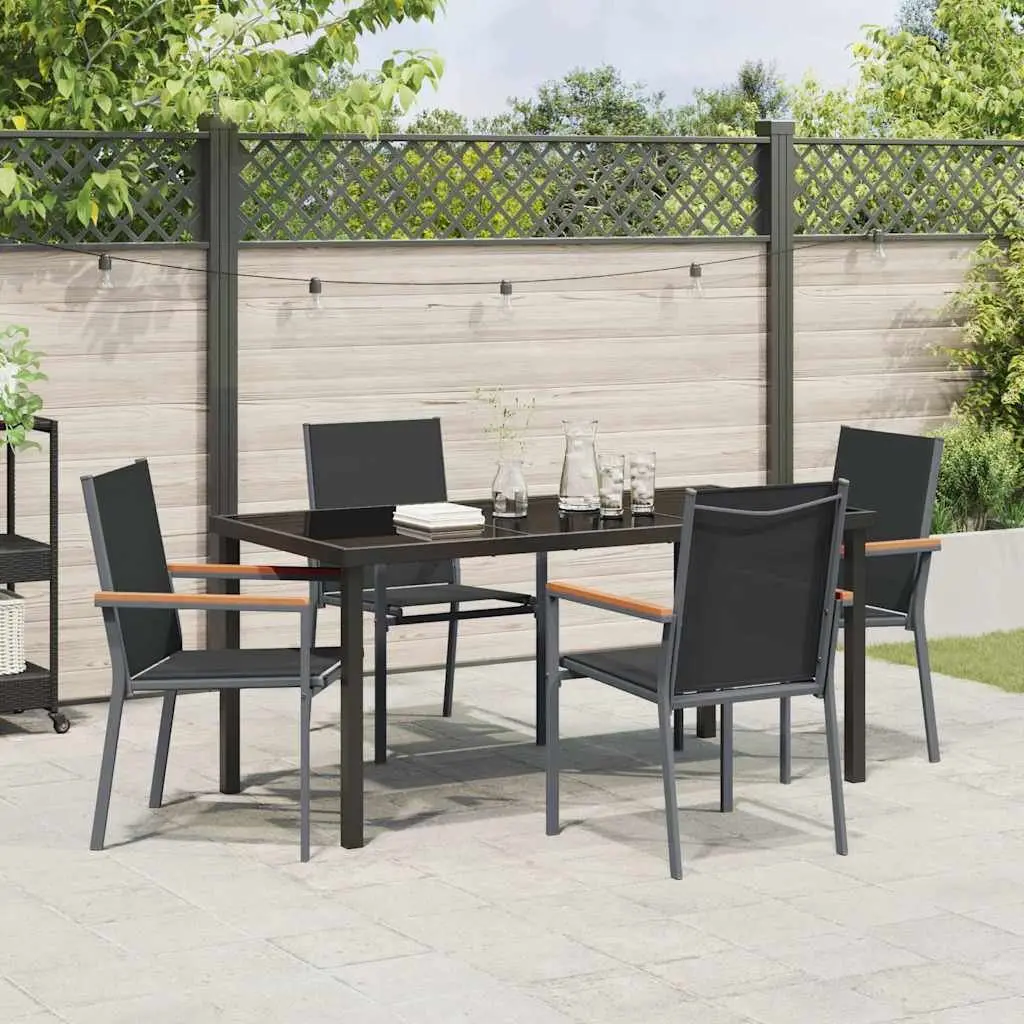 Garden Dining Set 5 Piece Outdoor Table Chairs Steel Frame Textilene Mesh