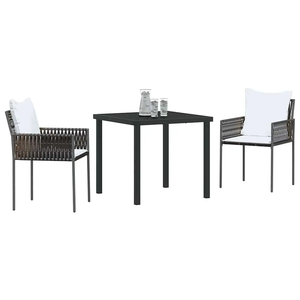 Garden Dining Set Rattan Chairs Table 3 Piece Outdoor Furniture