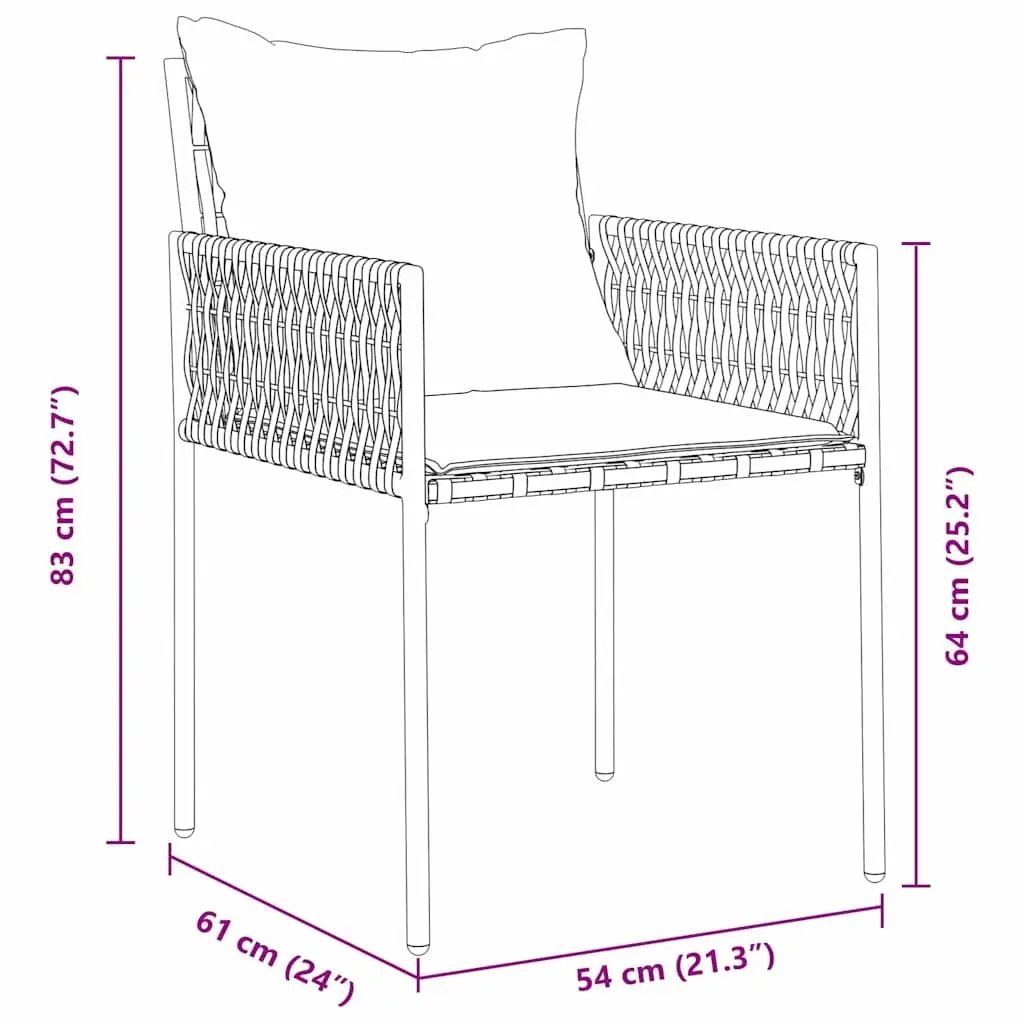 Garden Dining Set Rattan Chairs Table 3 Piece Outdoor Furniture