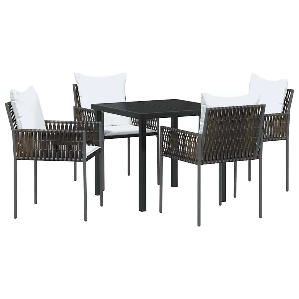 Garden Dining Set 5 Piece Outdoor Furniture Patio Table Chairs Brown Black