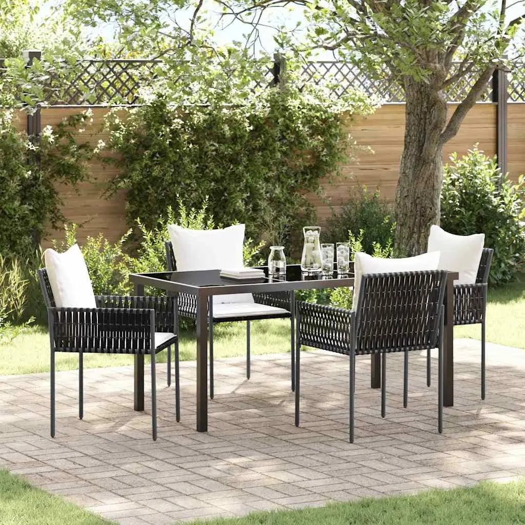 Garden Dining Set Modern 5 Piece Outdoor Furniture Rattan Table and Chairs