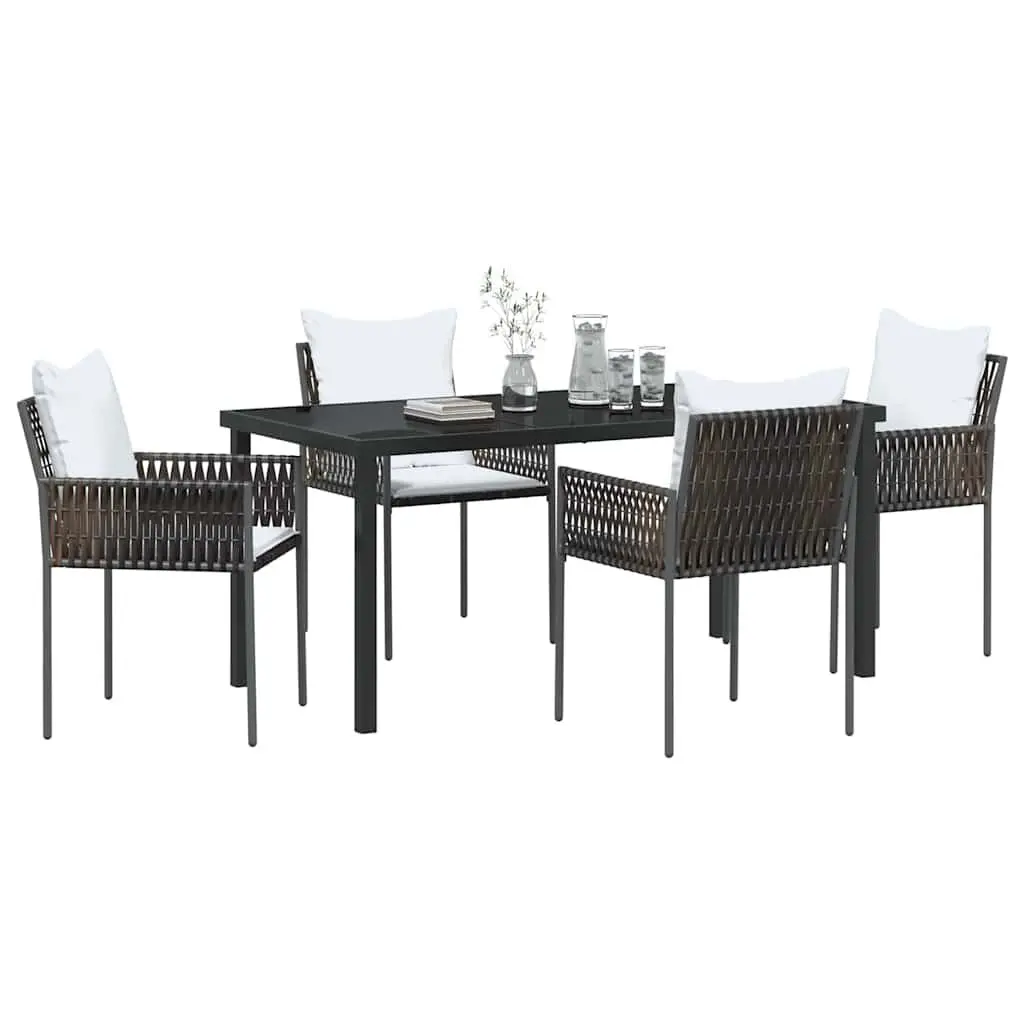 Garden Dining Set Modern 5 Piece Outdoor Furniture Rattan Table and Chairs