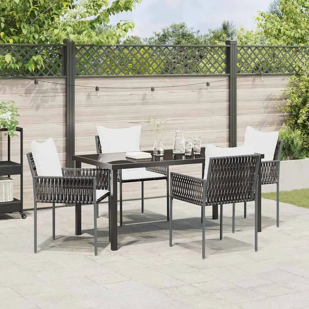 Garden Dining Set Modern 5 Piece Outdoor Furniture Rattan Table and Chairs