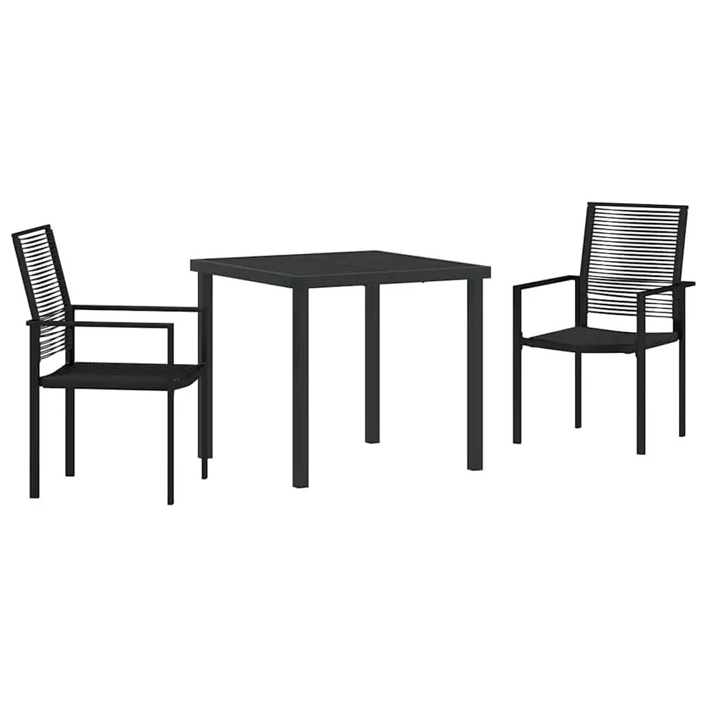 Garden Dining Set Contemporary Black Steel 3 Pieces Outdoor Furniture