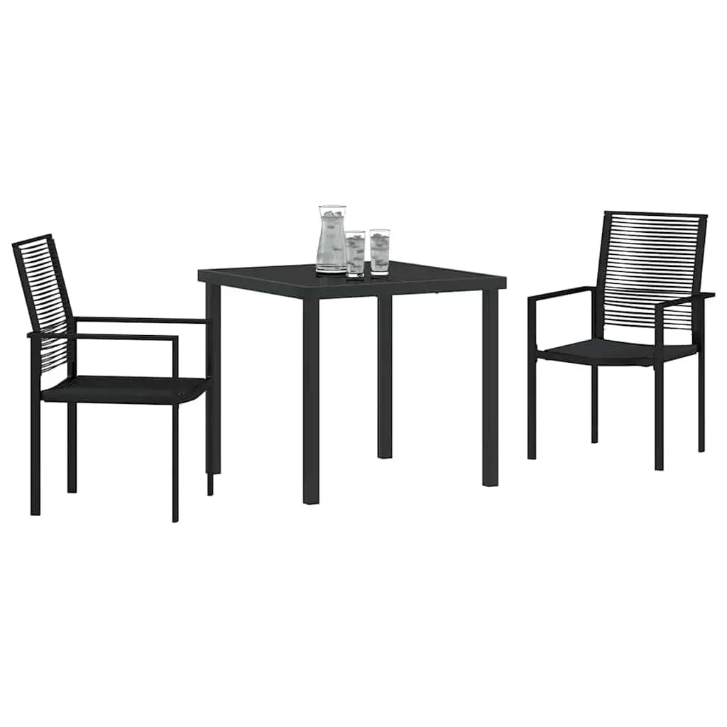 Garden Dining Set Contemporary Black Steel 3 Pieces Outdoor Furniture