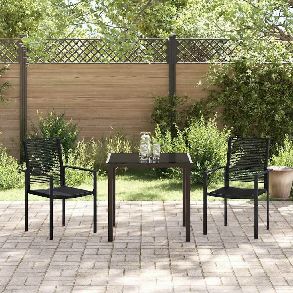 Garden Dining Set Contemporary Black Steel 3 Pieces Outdoor Furniture